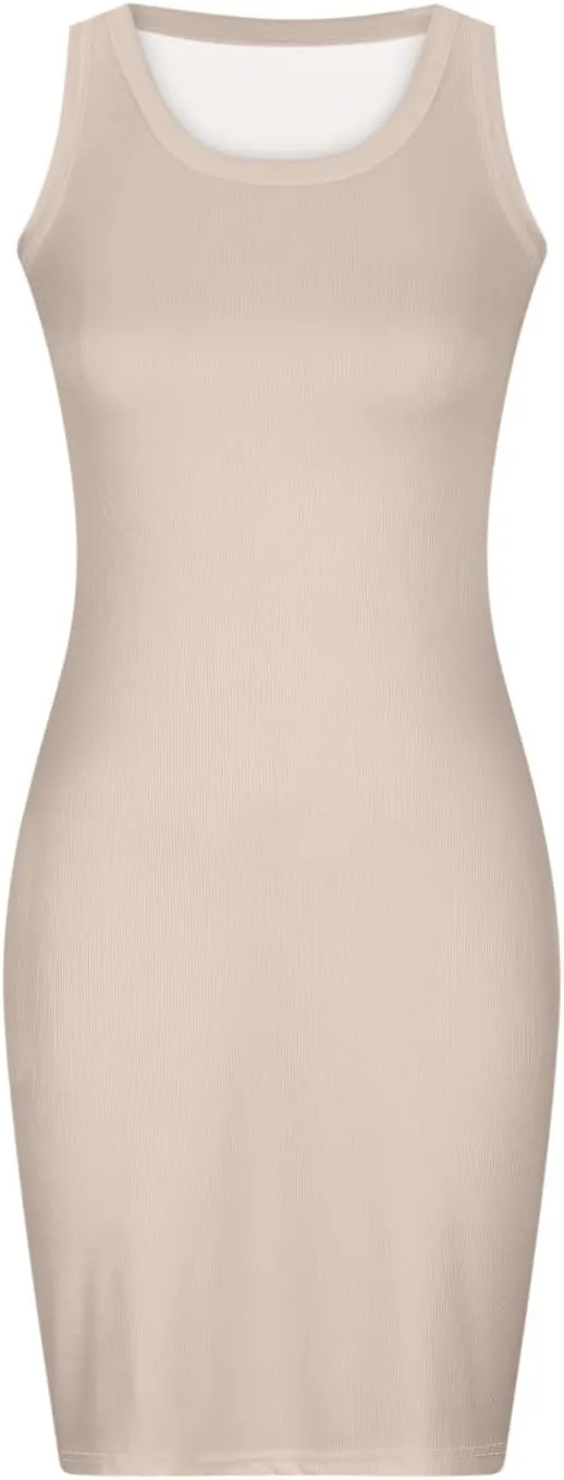 Palace Lock Casual Dresses for Women Simple Solid Sleeveless Mini Dress Summer Loose Fit Sundress with Pockets