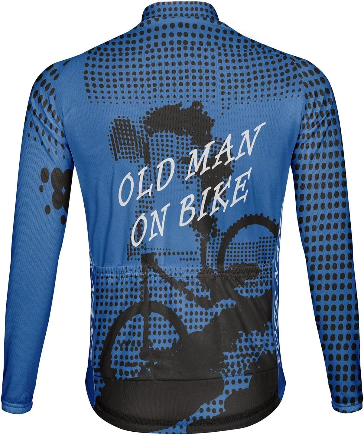 Personalize Old Man On Bike Men Winter Thermal Fleece Cycling Jersey Long Sleeve