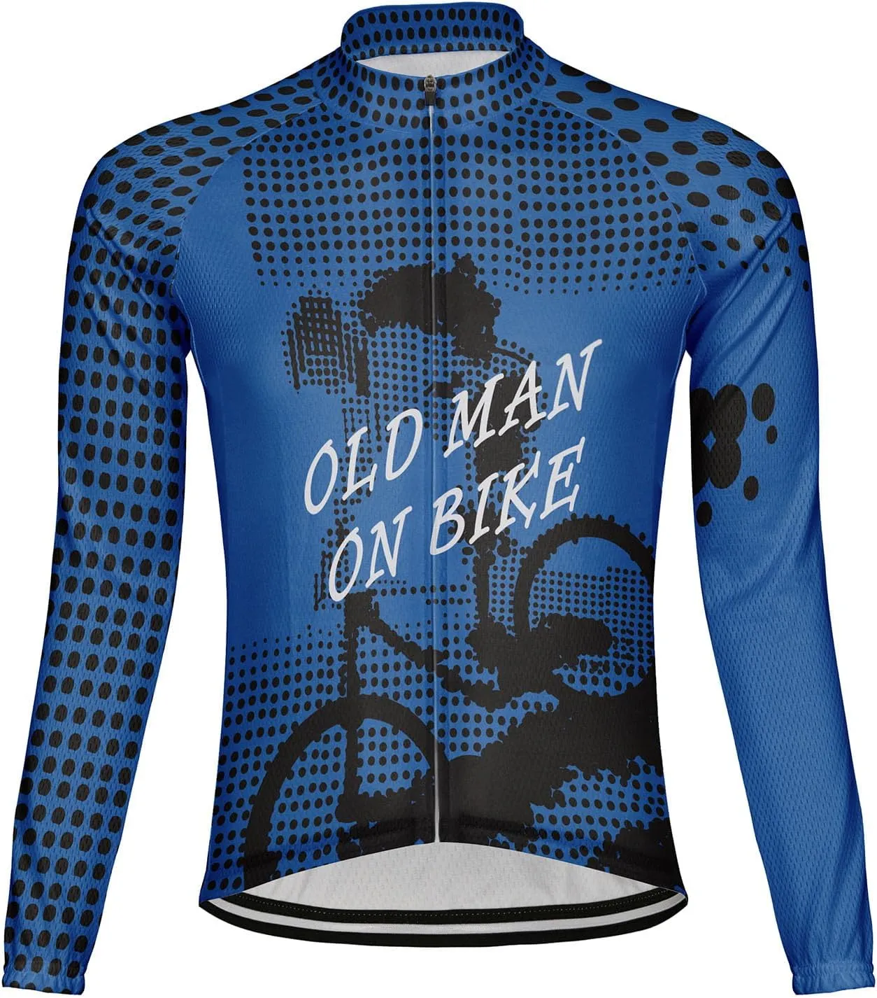 Personalize Old Man On Bike Men Winter Thermal Fleece Cycling Jersey Long Sleeve