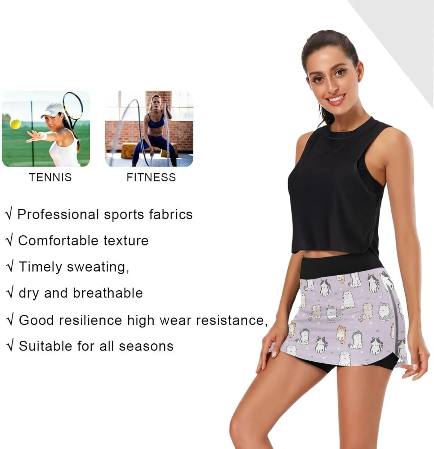 Pineapple Heart Woman Tennis Skirts Athletic Golf Skorts Skirts for Workout Running Hiking S
