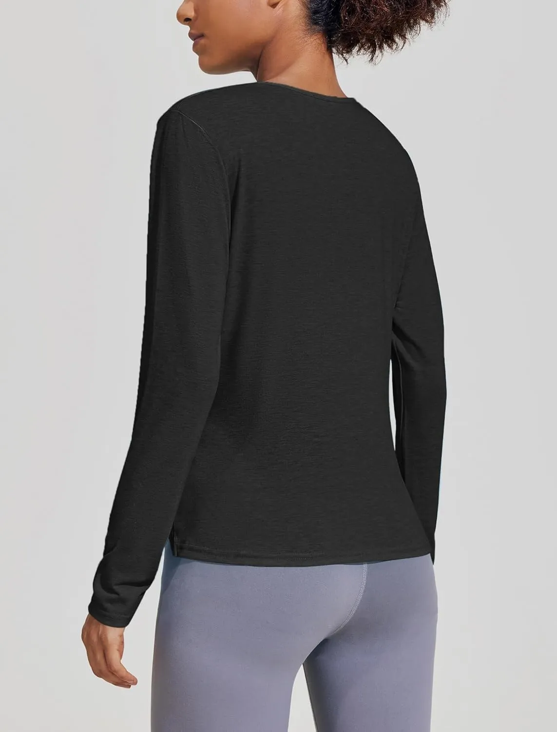 PINSPARK Womens Long Sleeve Shirts Workout Tops V Neck Twist Front Hiking Yoga Running Casual T-Shirt
