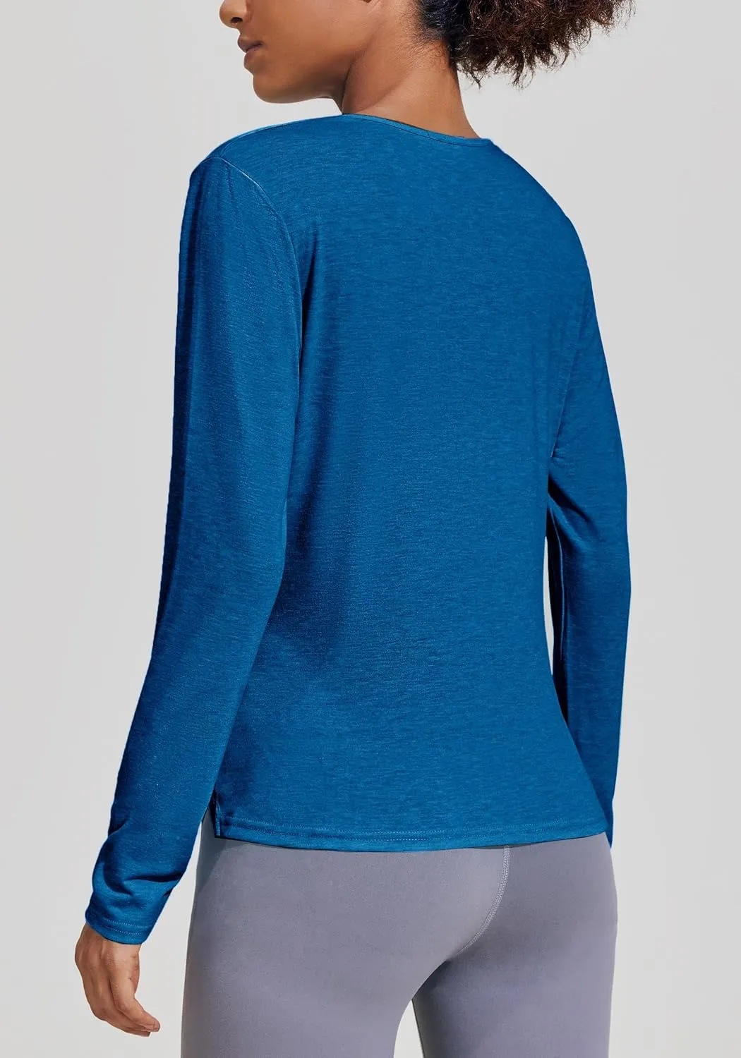 PINSPARK Womens Long Sleeve Shirts Workout Tops V Neck Twist Front Hiking Yoga Running Casual T-Shirt