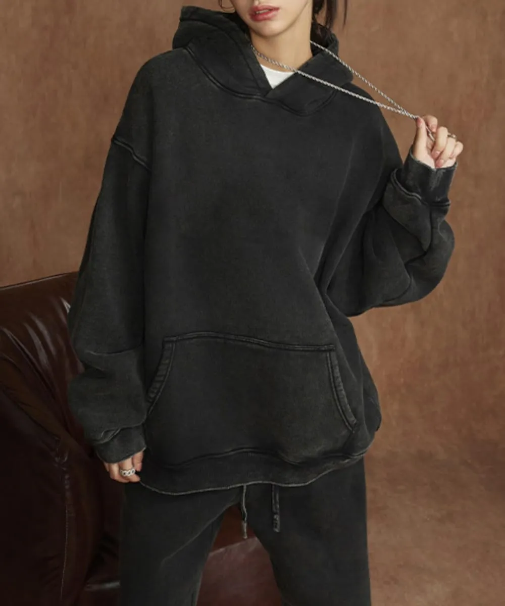 POHADON Mens Y2k Trendy Hoodies Oversized Heavyweight Cotton Pullover Vintage Acid Wash Athletic Sweatshirt Y2k Streetwear