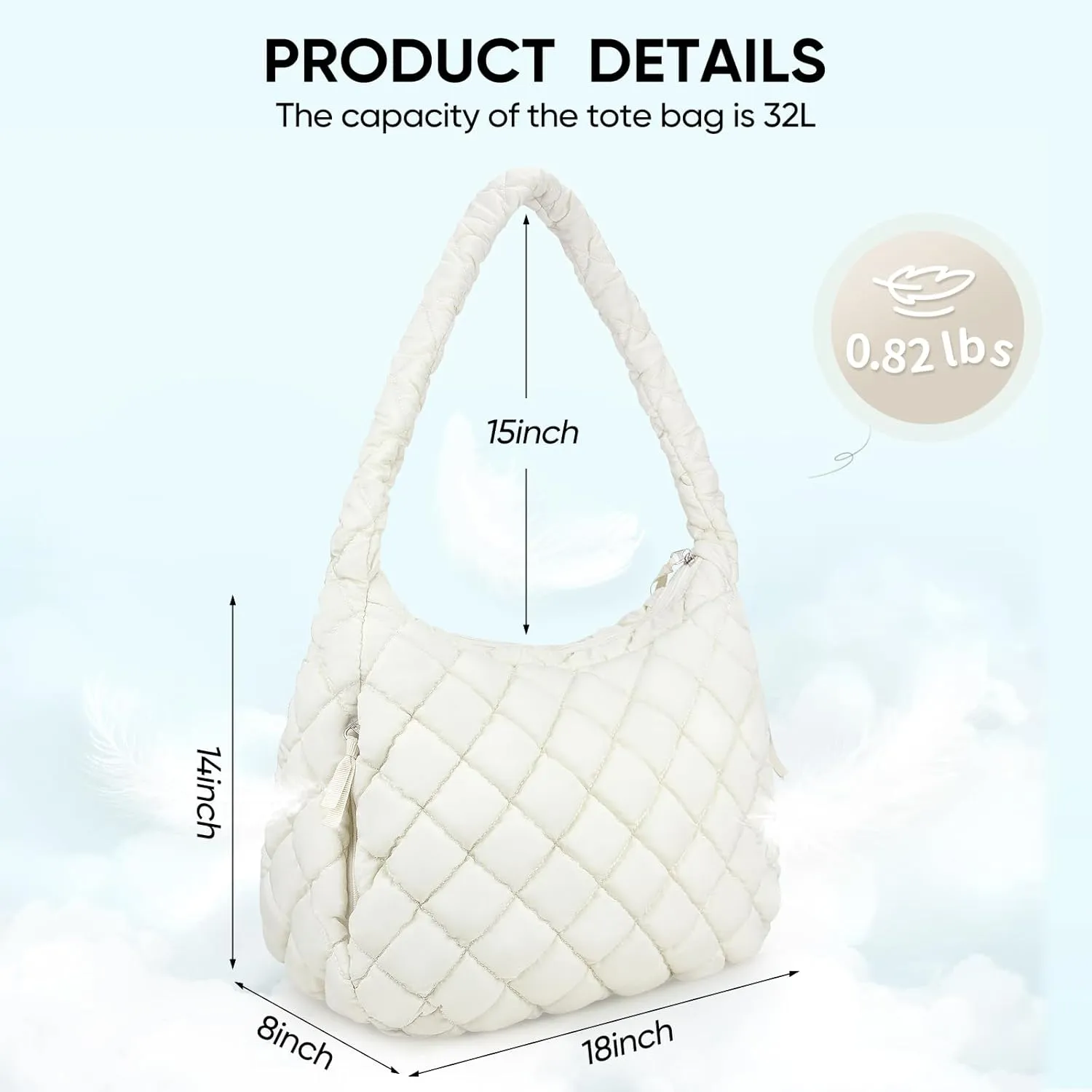 Puffer Tote Bag, Large Carryall Quilted Tote Bag for Women, Comfort Puffer Crossbody Bag, Lightweight Puffer Purses