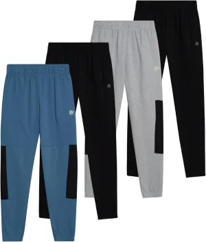RBX Boys Sweatpants - 4 Pack Performance Fleece Basic Boys Joggers, Athletic Track Pants with Elastic Waistband (8-16),
