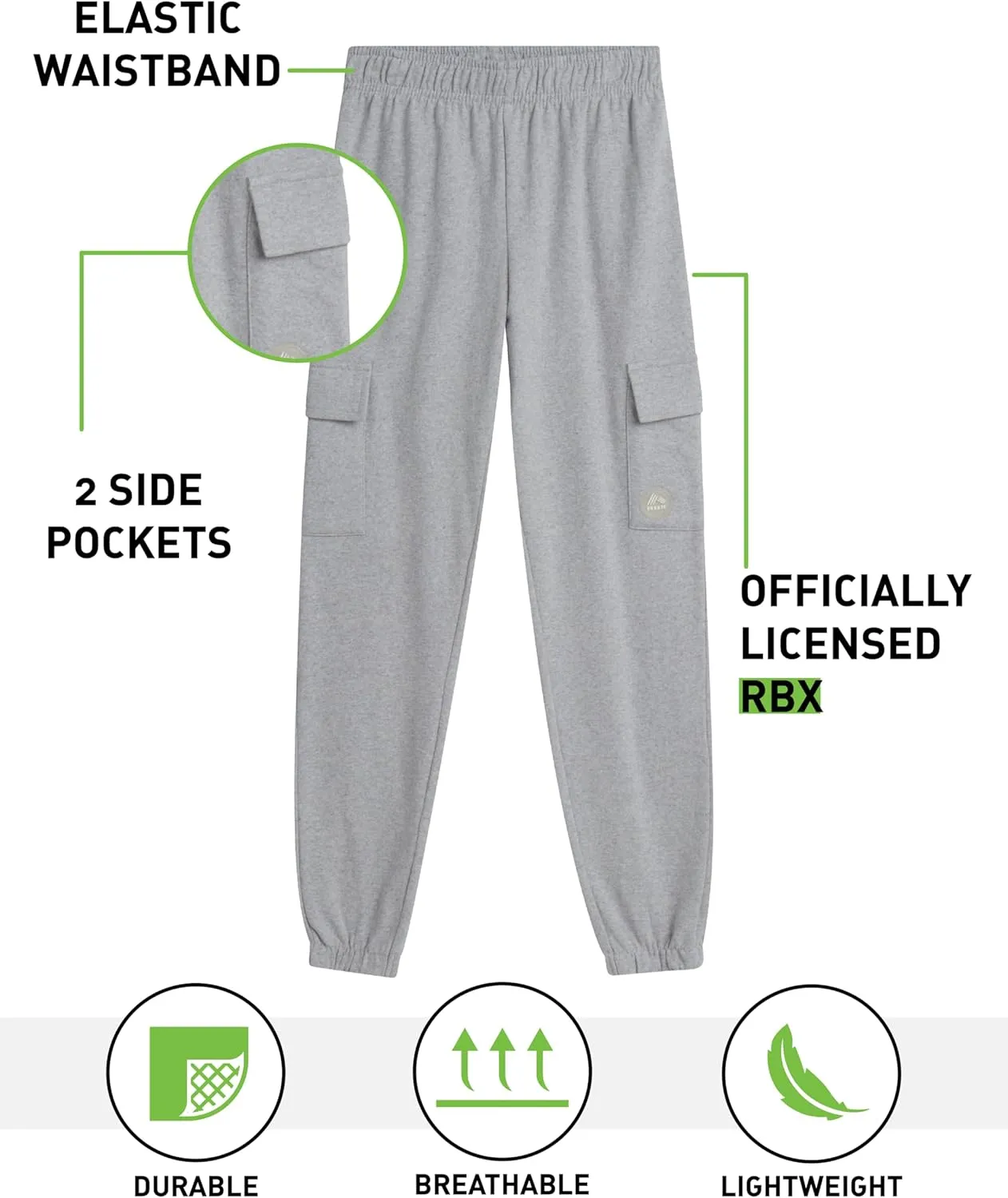 RBX Boys Sweatpants - 4 Pack Performance Fleece Basic Boys Joggers, Athletic Track Pants with Elastic Waistband (8-16),