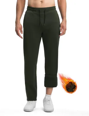 Rdruko Men's Fleece Sweatpants Straight Leg Athletic Yoga Lounge Pants Open Bottom Casual Jersey Pants with Zipper Pockets