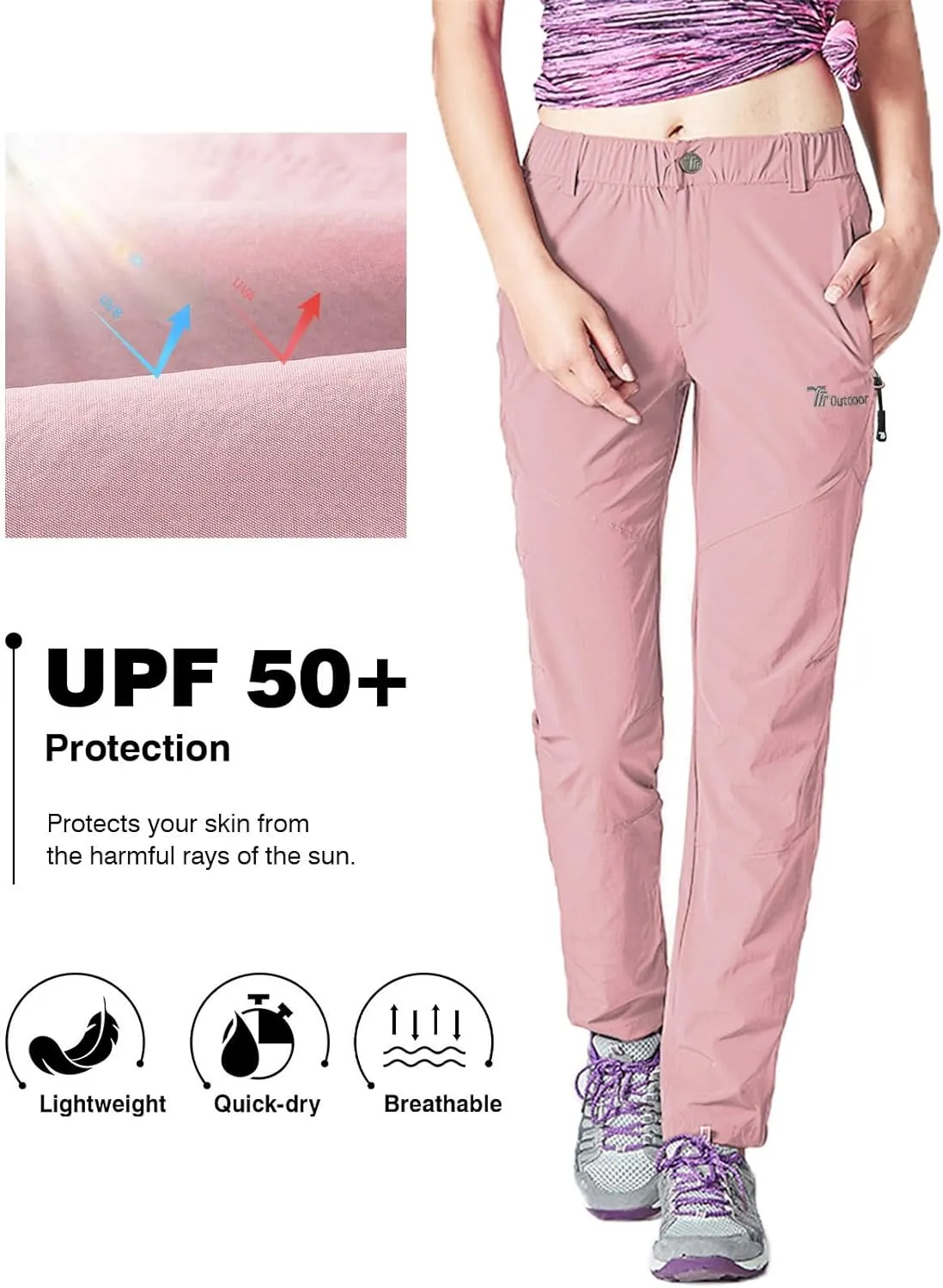 Rdruko Women's Hiking Pants Lightweight Quick Dry Water Resistant Outdoor Travel Fishing Pants with Pockets