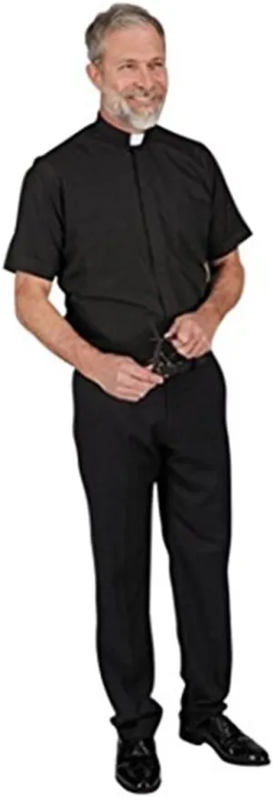 R.J. Toomey Men's Summer Comfort Short Sleeve Clergy Shirt, Black, 16.5in Neck