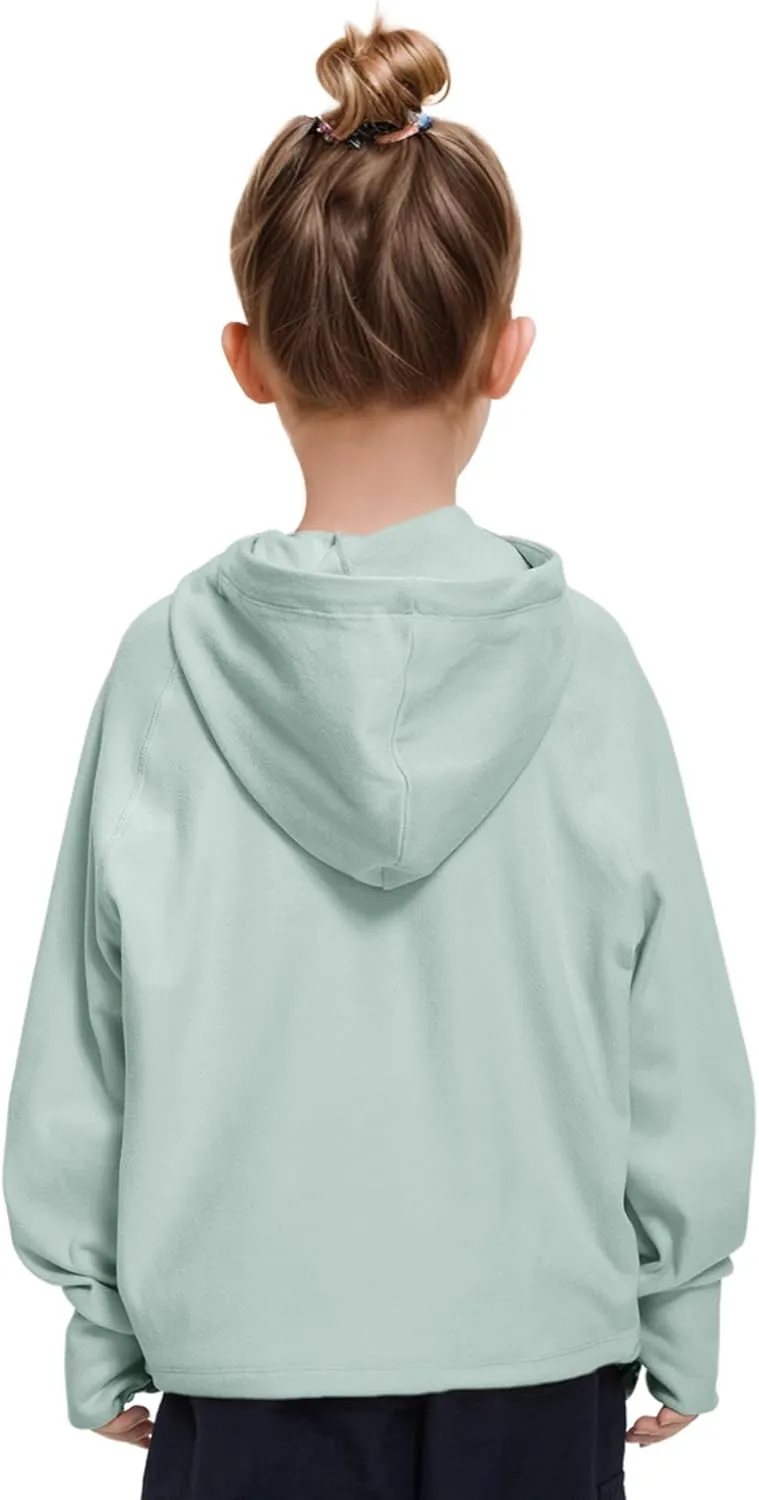 Rolanko Girls Hoodies Fleece Sweatshirts Long Sleeve Cozy lightweight Pullover Tops with Pocket Kids Warm Velvet Outwear
