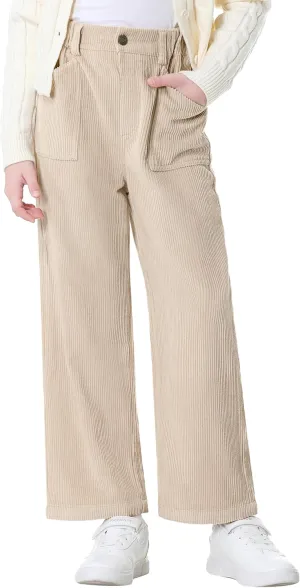Rolanko Girls Wide Leg Corduroy Pants High Waist Trousers Vintage Kids Pants Streetwear Casual 4-12 Years