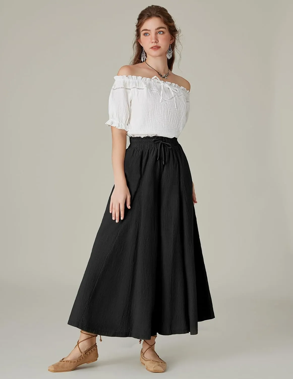 Scarlet Darkness Women Wide Leg Pants High Waist Linen Casual Loose Lounge Trousers with Pockets