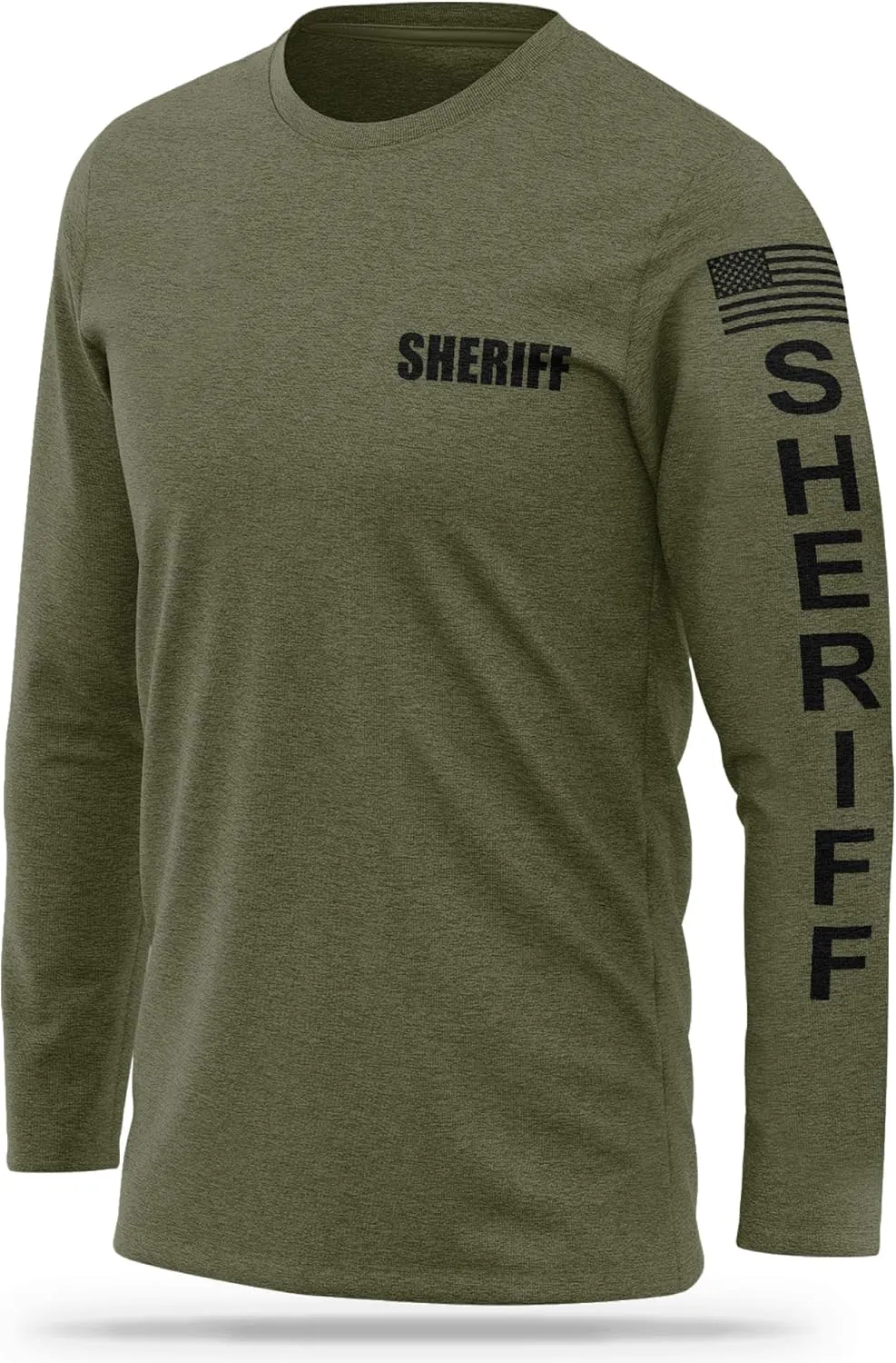 Sheriff Cotton Blend Long Sleeve | USA Patriotic Durable Shirt | Ultra Soft Comfort. Perfect for Gym and Workouts