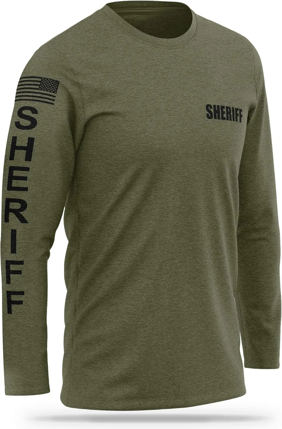 Sheriff Cotton Blend Long Sleeve | USA Patriotic Durable Shirt | Ultra Soft Comfort. Perfect for Gym and Workouts