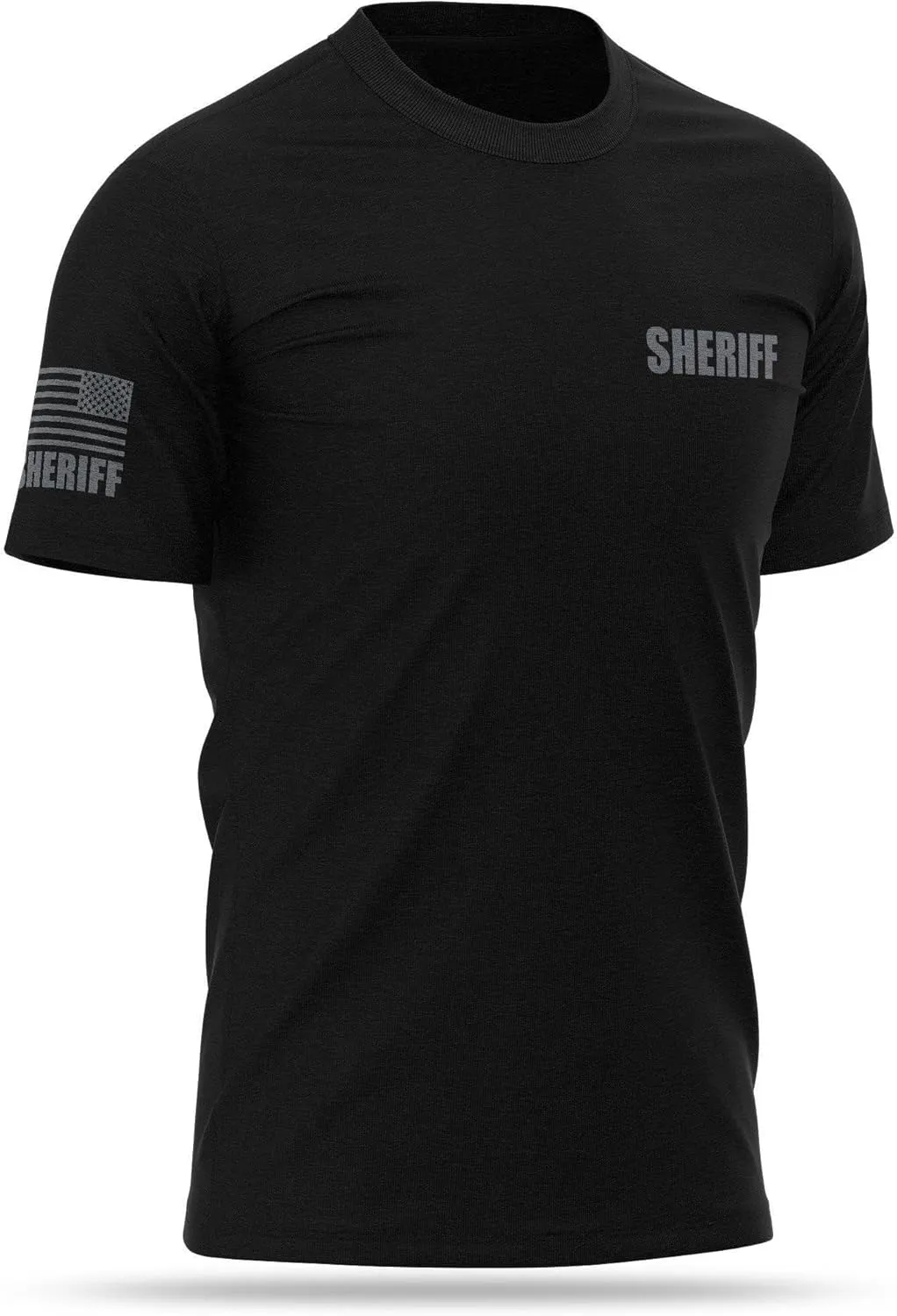 Sheriff Cotton Blend Shirt | USA Patriotic Durable Tee | Soft Comfort. Perfect for Gym, Strength Training and Workouts
