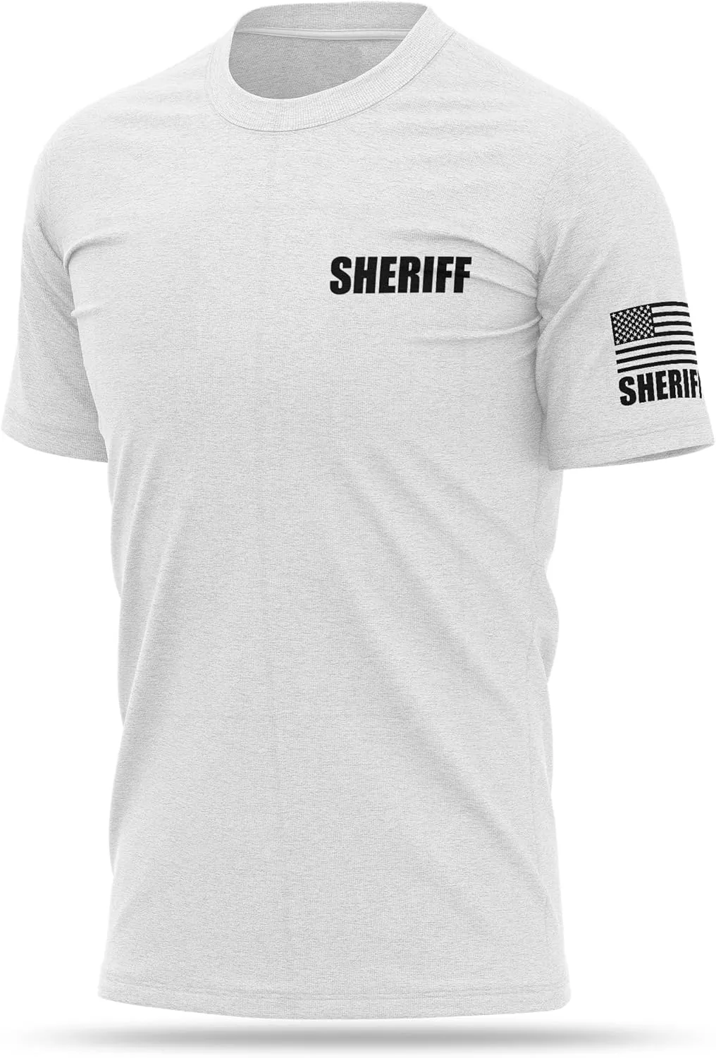 Sheriff Cotton Blend Shirt | USA Patriotic Durable Tee | Soft Comfort. Perfect for Gym, Strength Training and Workouts