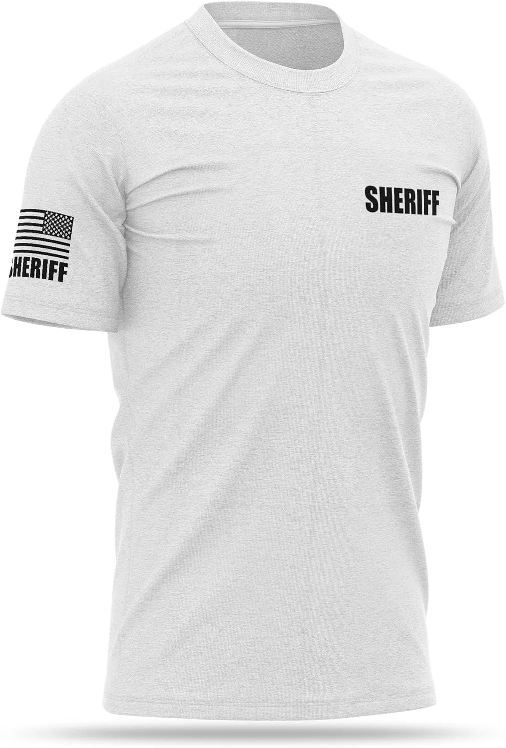 Sheriff Cotton Blend Shirt | USA Patriotic Durable Tee | Soft Comfort. Perfect for Gym, Strength Training and Workouts
