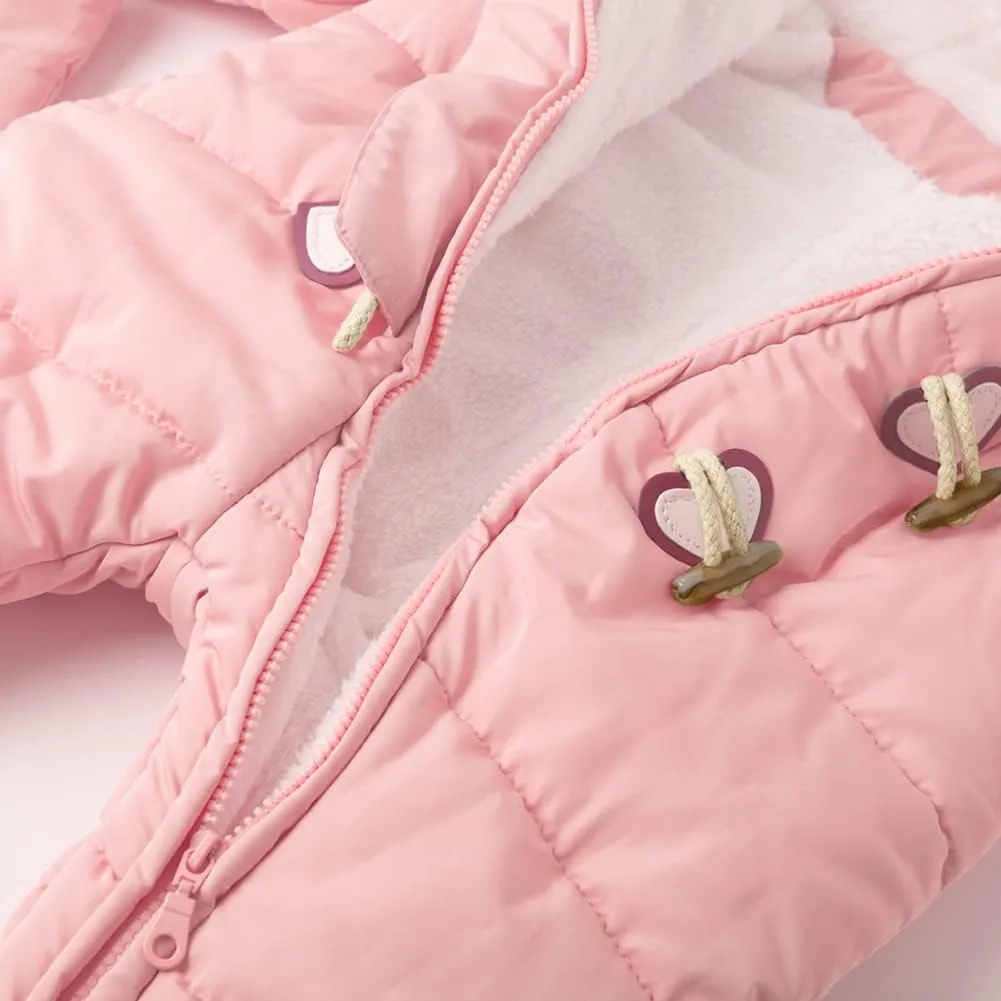 Simplee kids Baby Infant Boys Girls Snowsuit Winter Hooded Footed Warm Jumpsuit Outerwear with Gloves for 3-24 Months