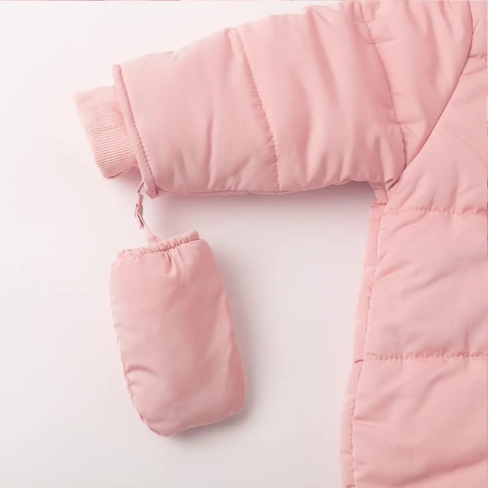 Simplee kids Baby Infant Boys Girls Snowsuit Winter Hooded Footed Warm Jumpsuit Outerwear with Gloves for 3-24 Months