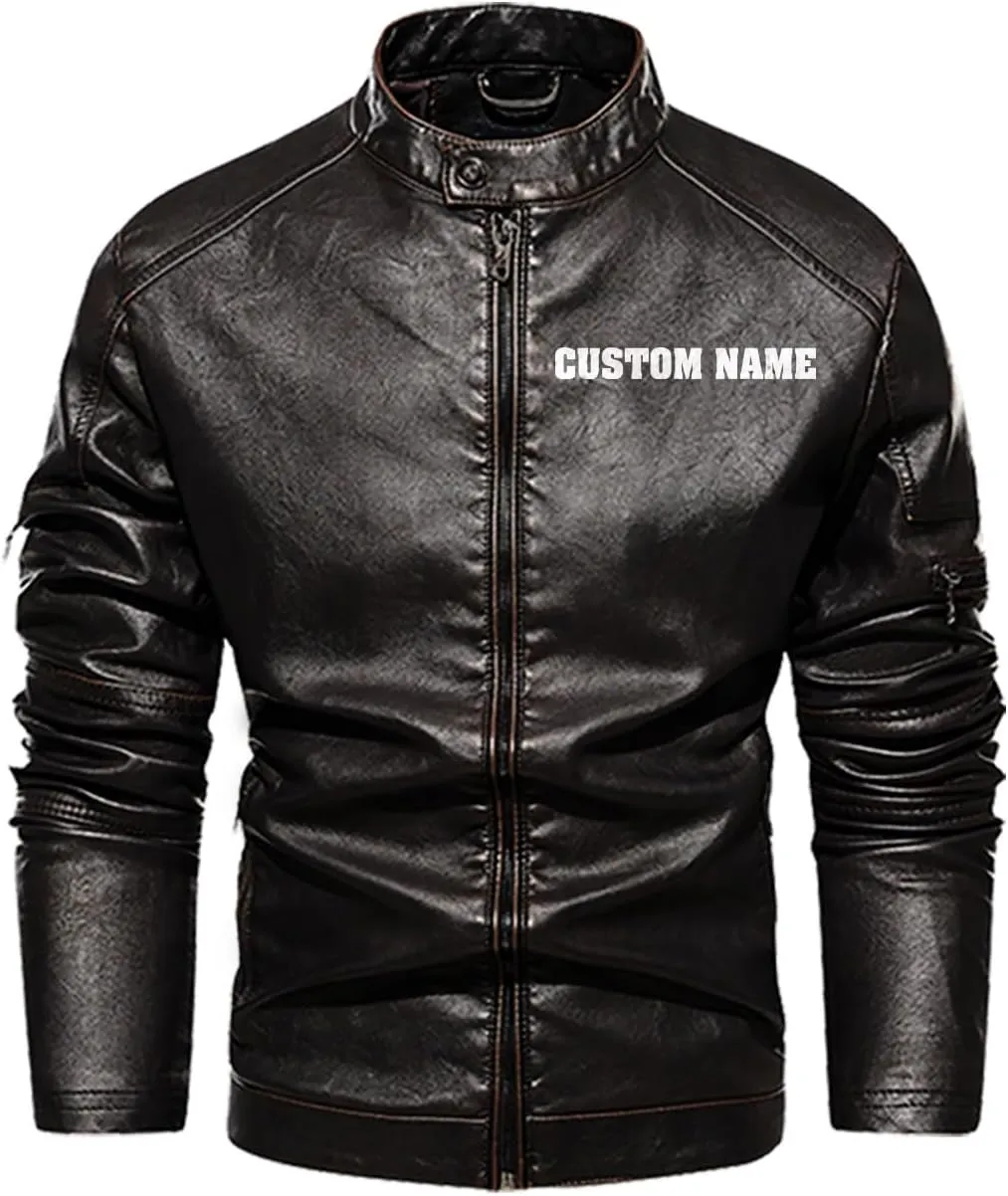 Skull On Hand| Gothic Skull Biker Motorcycle Jacket| Personalized Men PU Leather Vest Jacket Coat