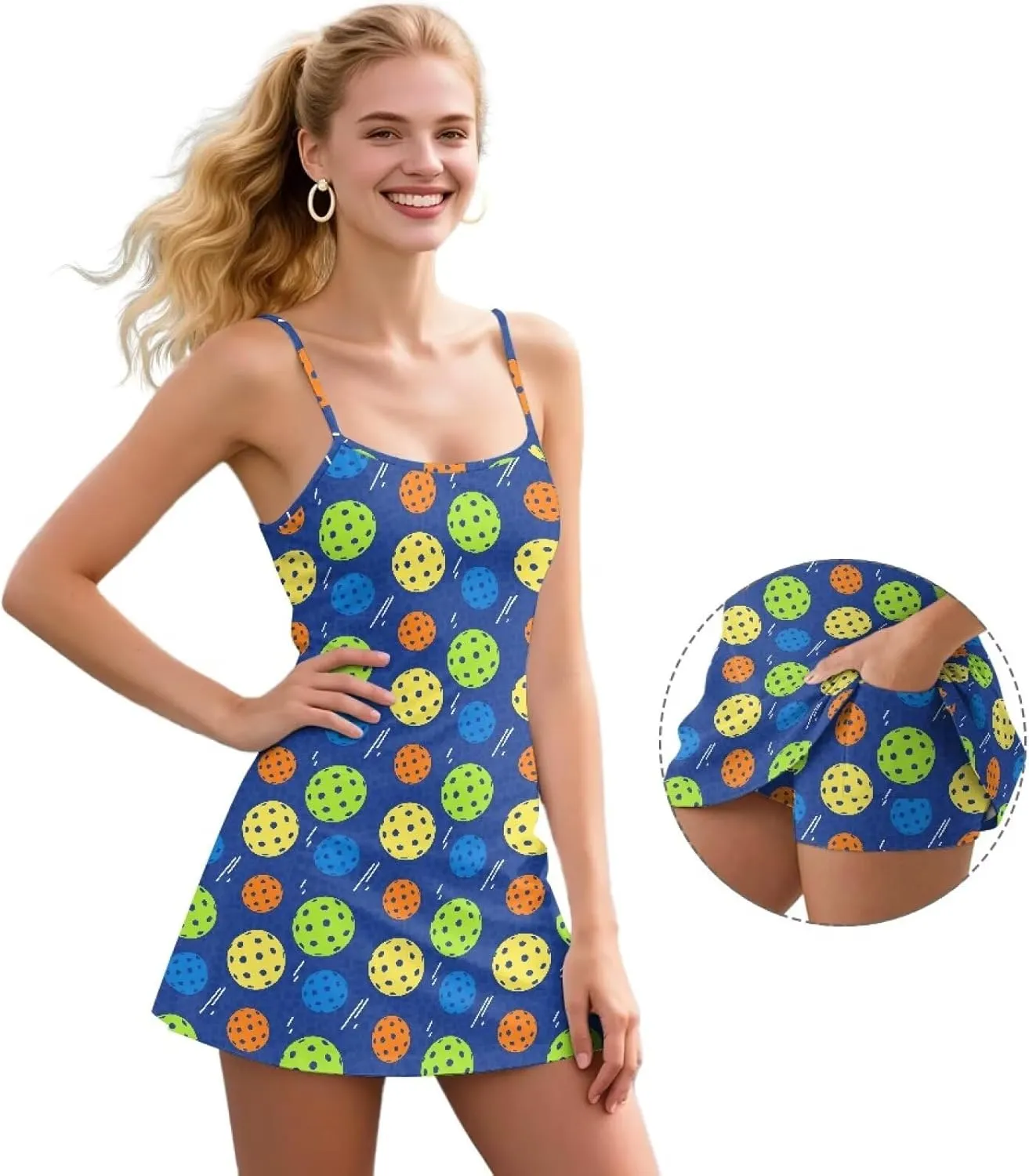 Slim Comfort Tennis Dress Womens Athletic Dress Built in Shorts Workout Exercise Golf Summer Dress XS-2XL