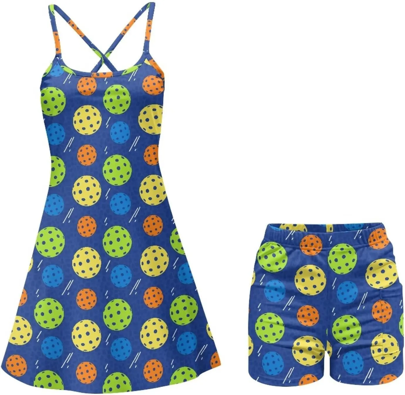Slim Comfort Tennis Dress Womens Athletic Dress Built in Shorts Workout Exercise Golf Summer Dress XS-2XL
