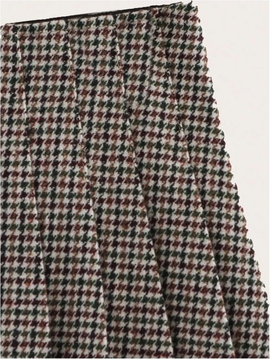 SOLY HUX Women's Houndstooth Print Pleated Skirt High Waisted A Line Mini Skirts