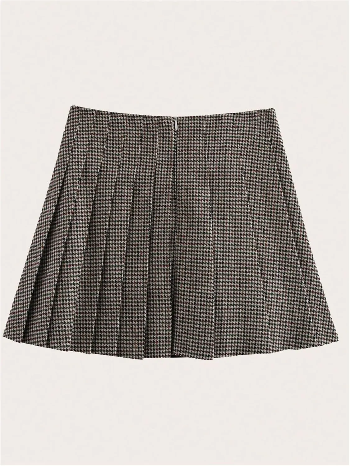 SOLY HUX Women's Houndstooth Print Pleated Skirt High Waisted A Line Mini Skirts