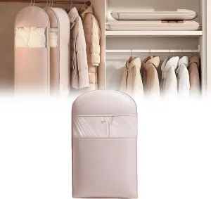 Space Saving Hanging Garment Bag with Self Compression Zipper, Garment Bags for Hanging Clothes, Dust Cover Clothes Bags for Down Coat (Pink, Medium 35 inch)