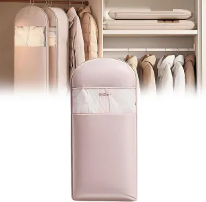 Space Saving Hanging Garment Bag with Self Compression Zipper, Garment Bags for Hanging Clothes, Dust Cover Clothes Bags for Down Coat (Pink, X-Large 51 inch)