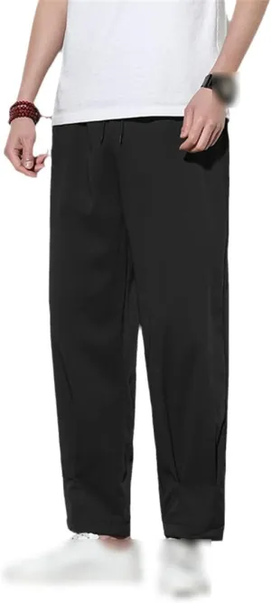 Spring Summer Men Thin Ice Silk Pants Casual Fit Stretch Solid Color Breathable Trousers Waist Harem Pants