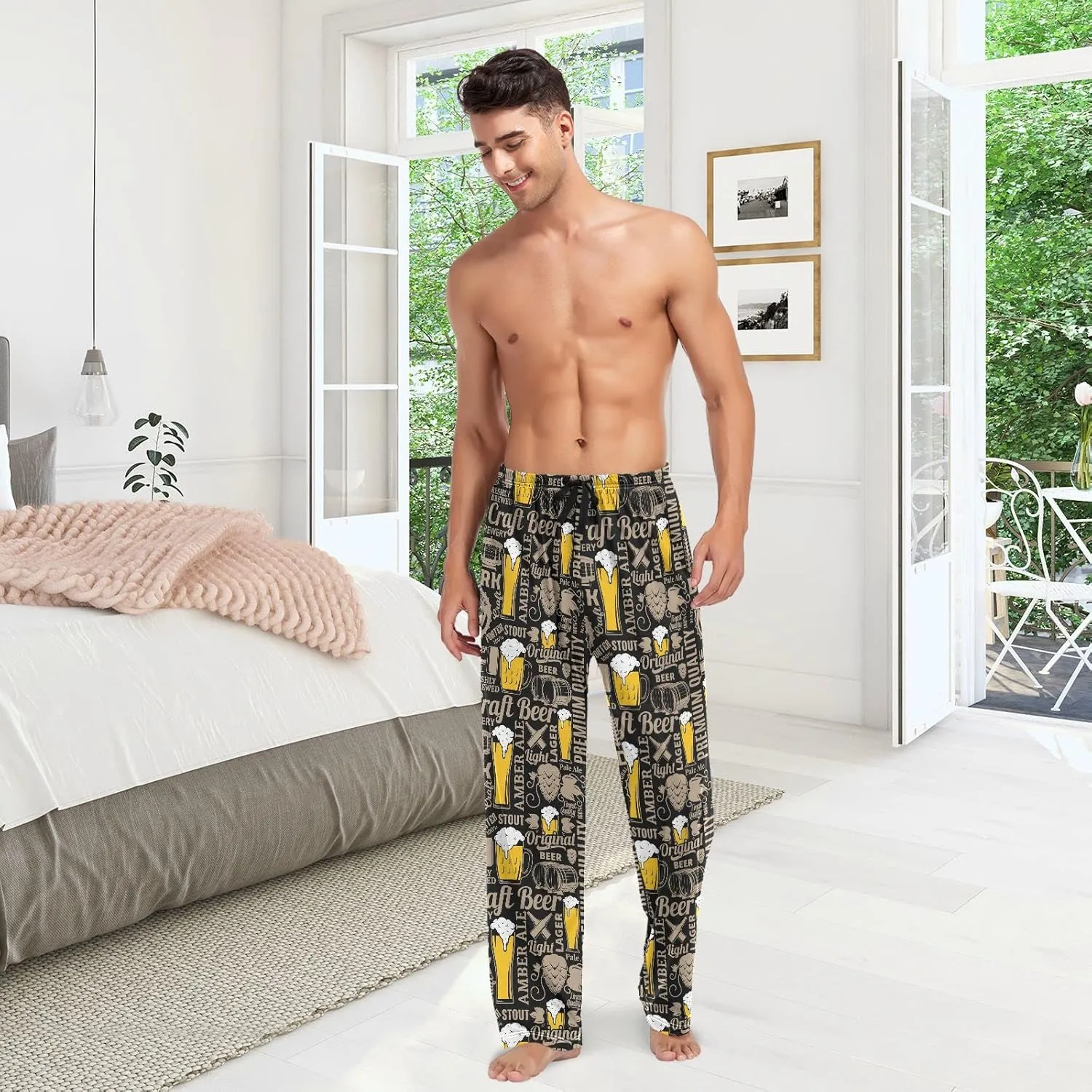 Squirrel Cat Dog Pajama Pants for Men Comfort Sleep Lounge Bottoms Straight-fit with Pockets S-XXL