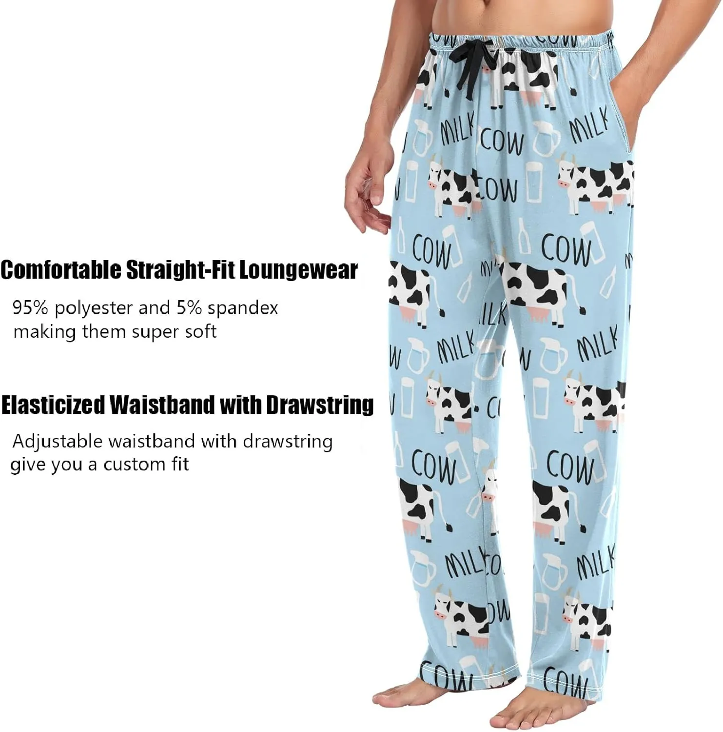 Squirrel Cat Dog Pajama Pants for Men Comfort Sleep Lounge Bottoms Straight-fit with Pockets S-XXL