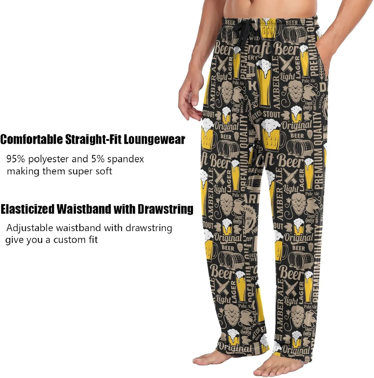 Squirrel Cat Dog Pajama Pants for Men Comfort Sleep Lounge Bottoms Straight-fit with Pockets S-XXL