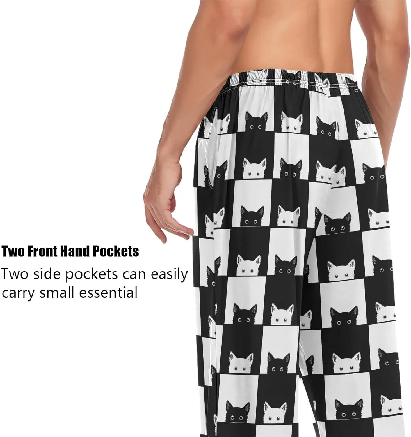 Squirrel Cat Dog Pajama Pants for Men Comfort Sleep Lounge Bottoms Straight-fit with Pockets S-XXL