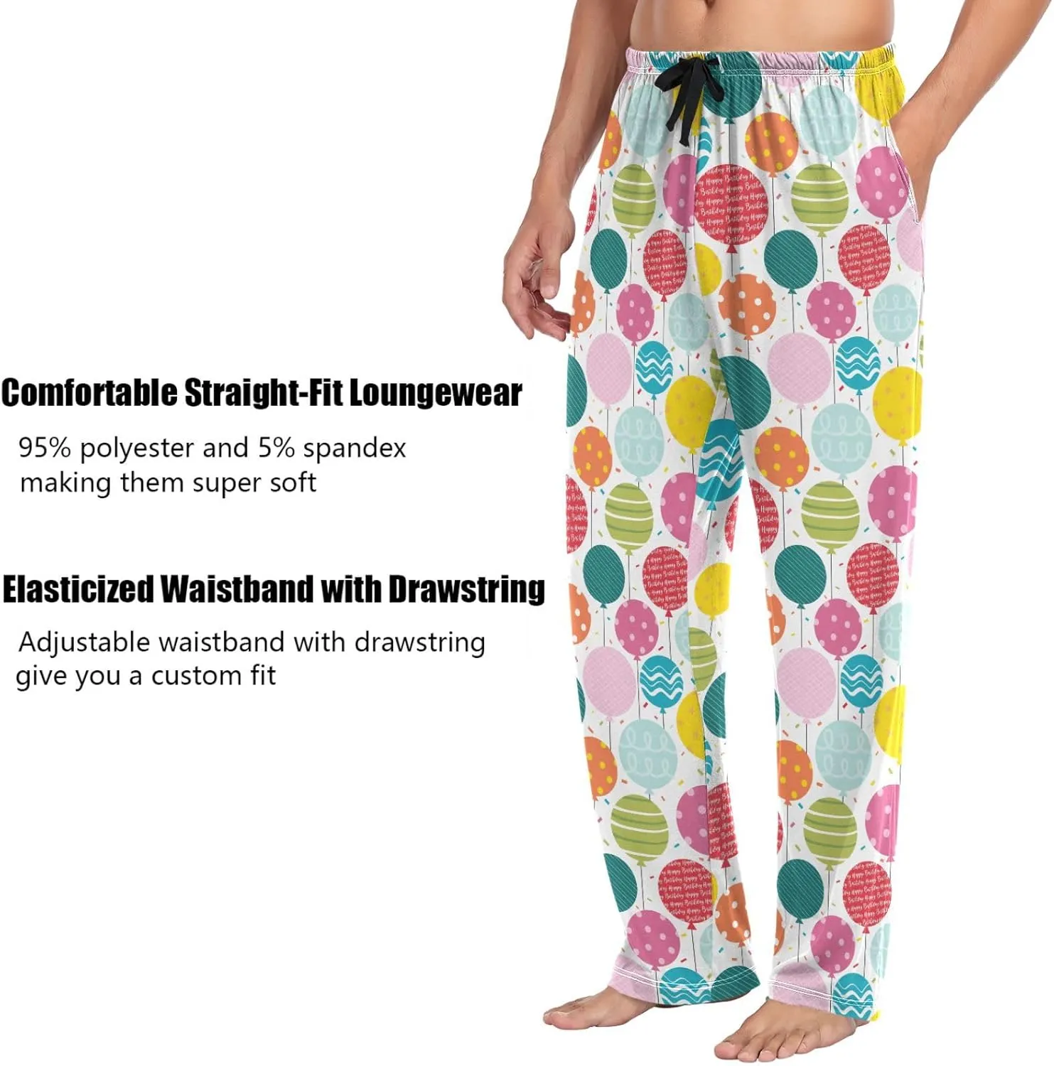 Squirrel Cat Dog Pajama Pants for Men Comfort Sleep Lounge Bottoms Straight-fit with Pockets S-XXL