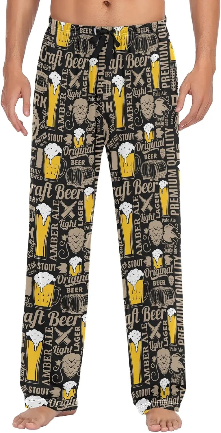 Squirrel Cat Dog Pajama Pants for Men Comfort Sleep Lounge Bottoms Straight-fit with Pockets S-XXL