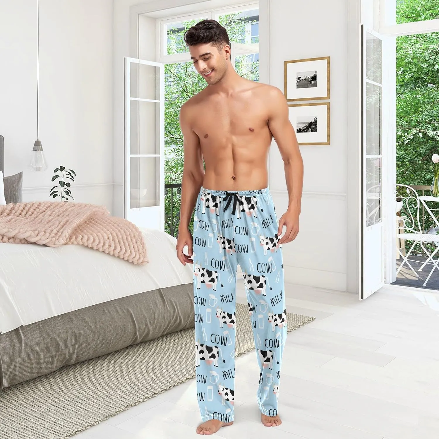 Squirrel Cat Dog Pajama Pants for Men Comfort Sleep Lounge Bottoms Straight-fit with Pockets S-XXL