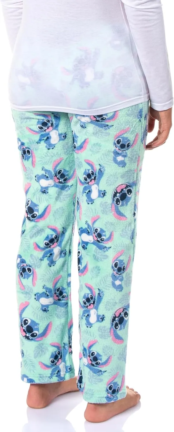 Stitch Pajama Pants Disney Womans Stitch Hibiscus Plush Fleece Pants Juniors Pajama Pants Adjustable Waistband