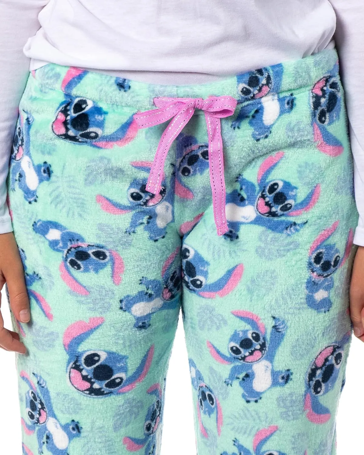 Stitch Pajama Pants Disney Womans Stitch Hibiscus Plush Fleece Pants Juniors Pajama Pants Adjustable Waistband