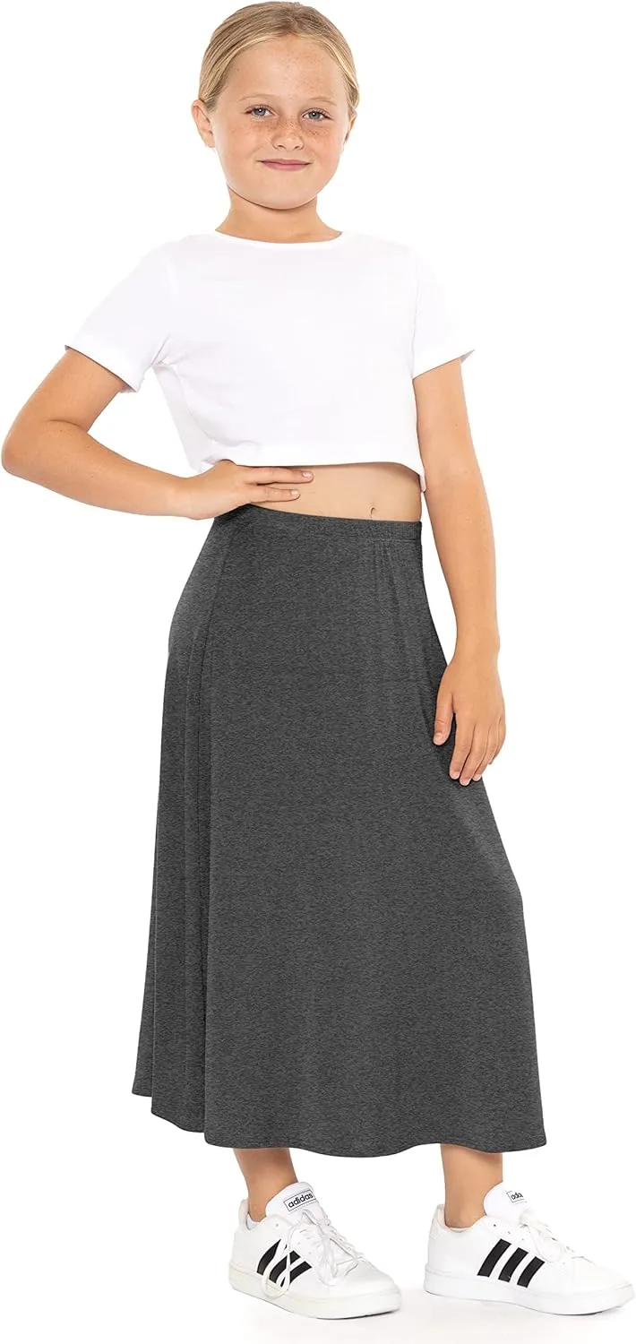 STRETCH IS COMFORT Youth Girls Flowy A-Line Skirt Knee Length and Ankle Length | Kids | Sizes 4-16