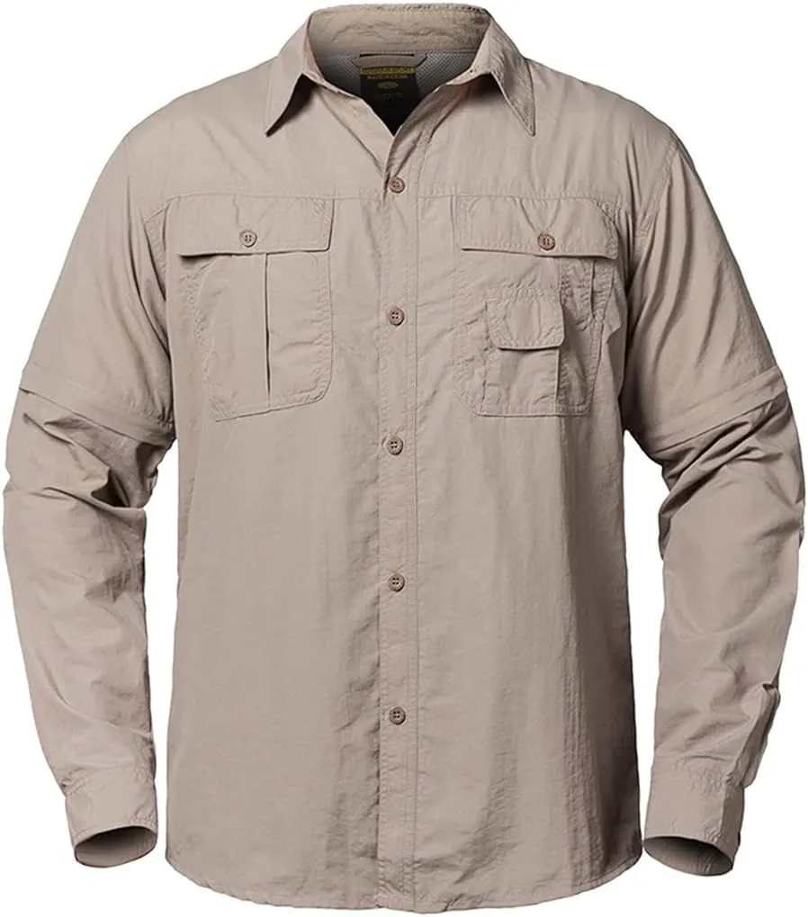 Summer Tactical Shirt Men Quick Dry Pockets Cargo Military Shirt Spring Removable Long Sleeve Shirts