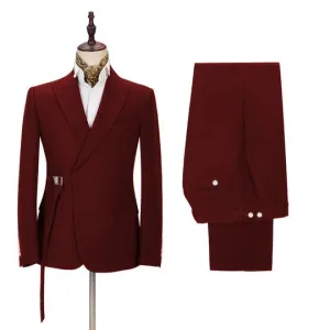 Suzhoufashion Ethen Newest Champagne Striped Peaked Lapel Prom Suits With Gold Buckle