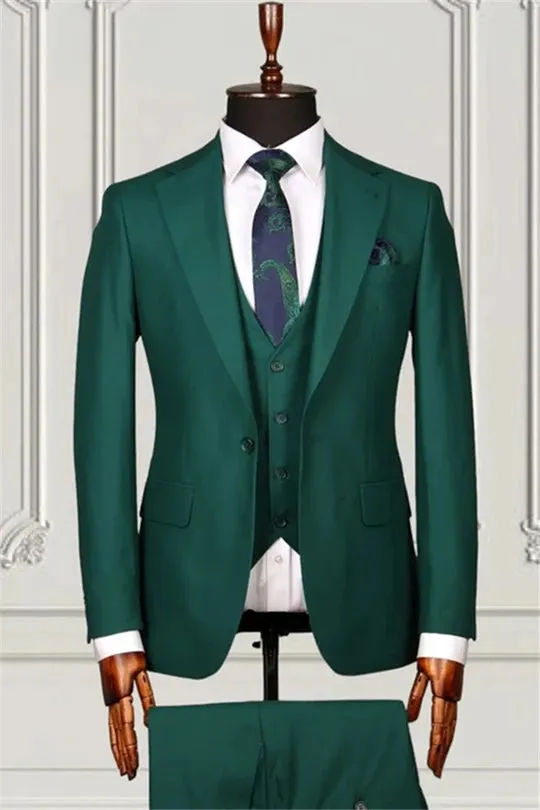 Suzhoufashion Green Striped Double Breasted Bespoke Men Suits
