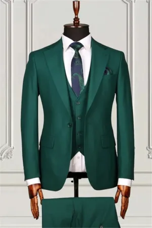Suzhoufashion Green Striped Double Breasted Bespoke Men Suits