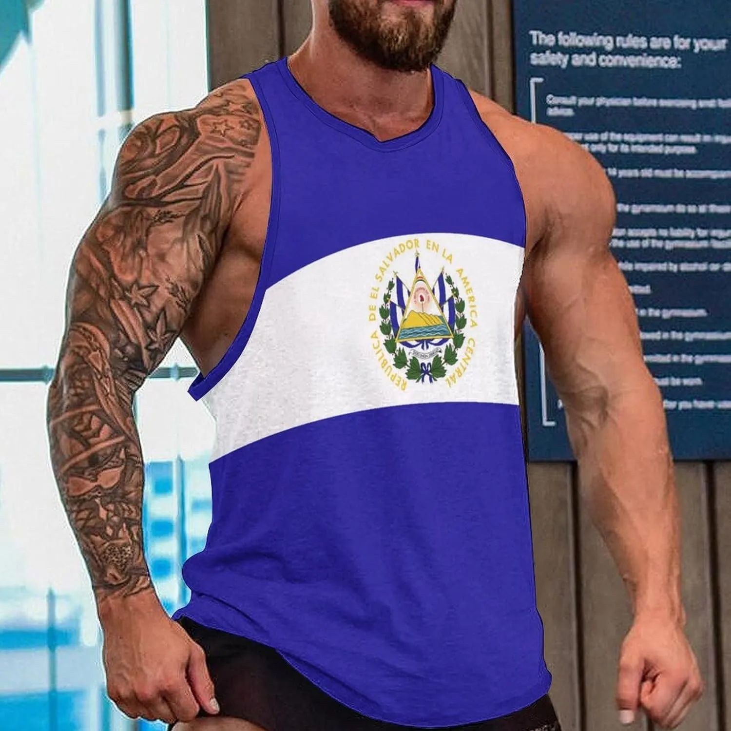 TAIZIYEAH Men's Athletic Sleeveless Shirt Cape Verde Flag Gym Shirts Fitness Running Swim Shirt Workout Tank Tops