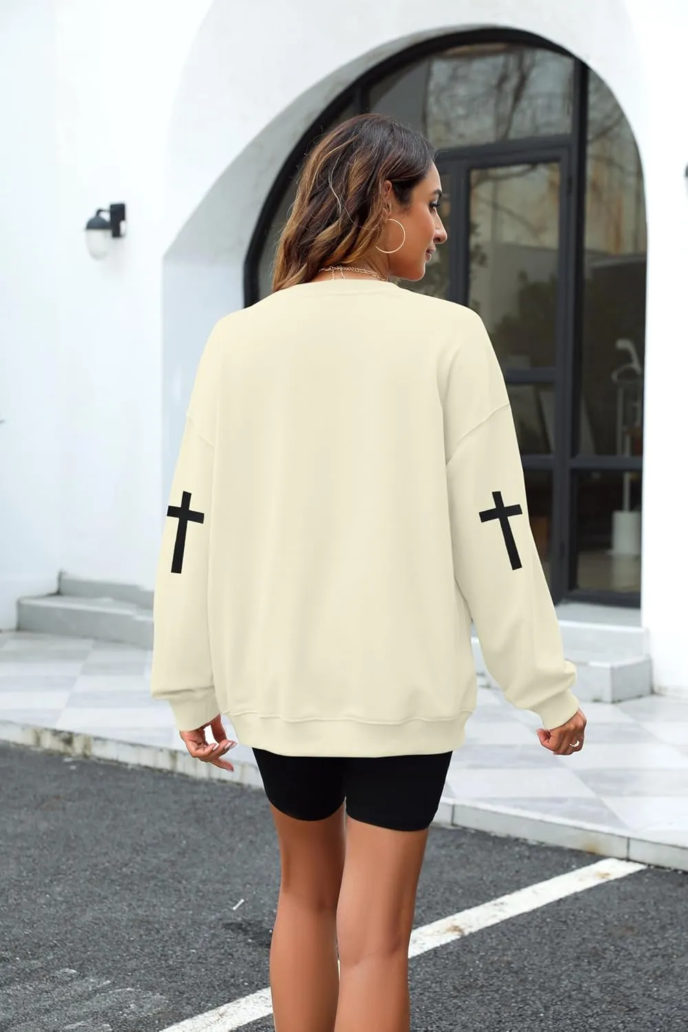 TAOHONG Oversized Christian Sweatshirts for Women Jesus is King Sweatshirt Faith Shirt Bible Verse Religious Pullover Tops