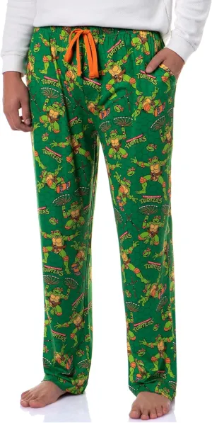 Teenage Mutant Ninja Turtles Men's Tossed Print Sleep Pajama Pants For Adults