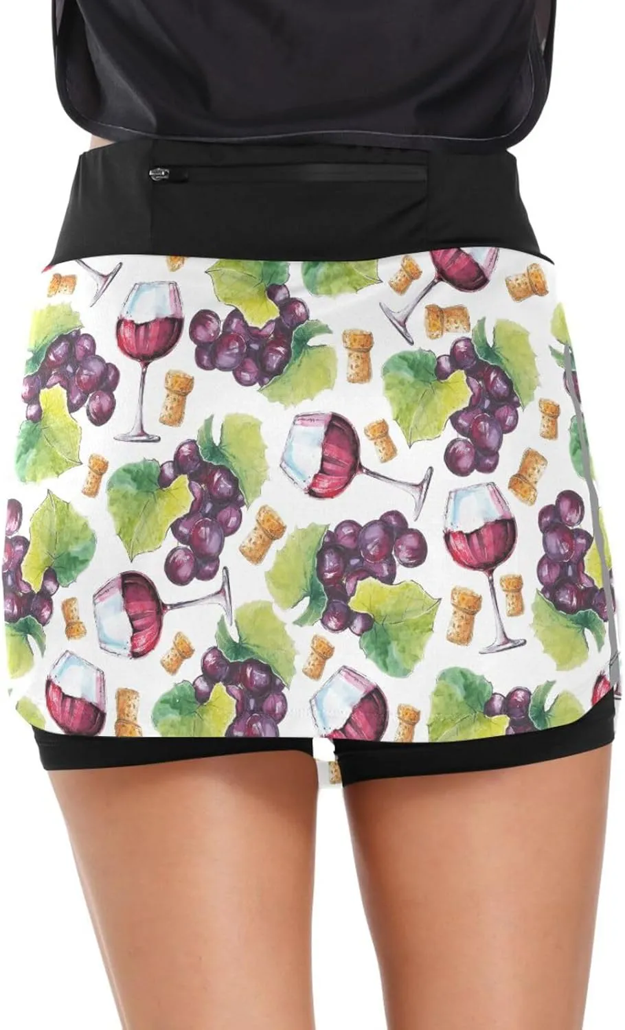 Tennis Skirt for Women with Shorts Glass Red Wine Grapes Athletic Golf Skorts High Waisted Workout Skirts S