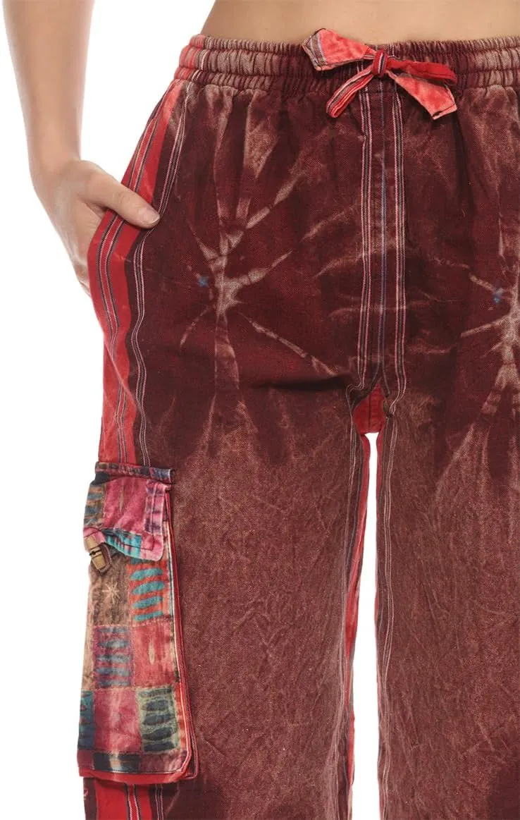 THE COLLECTION ROYAL Unisex Hippie Stonewashed Bohemian Casual Rave Festival Harem Drawstring Boho Trouser Jogger Pants